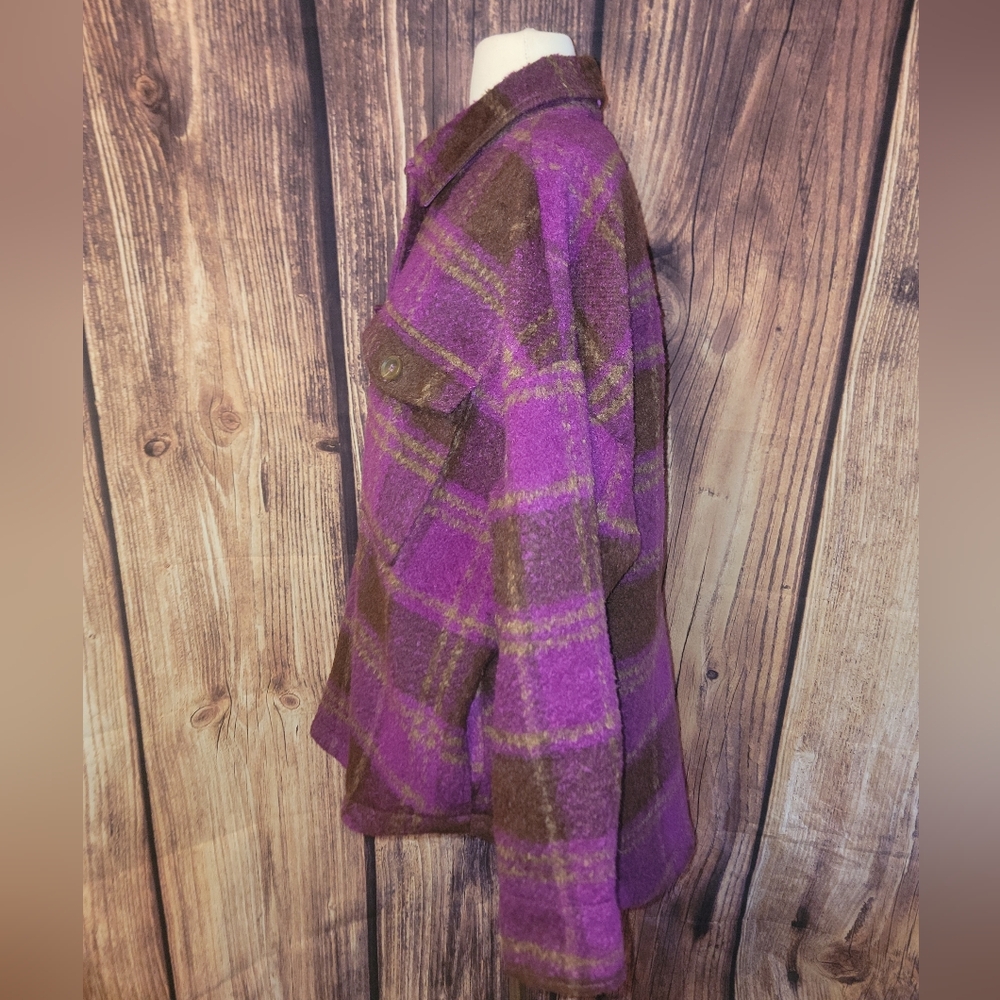 Good American Shacket Size 1/2(S/M) Pop Thistle Large Plaid - Picture 3 of 10